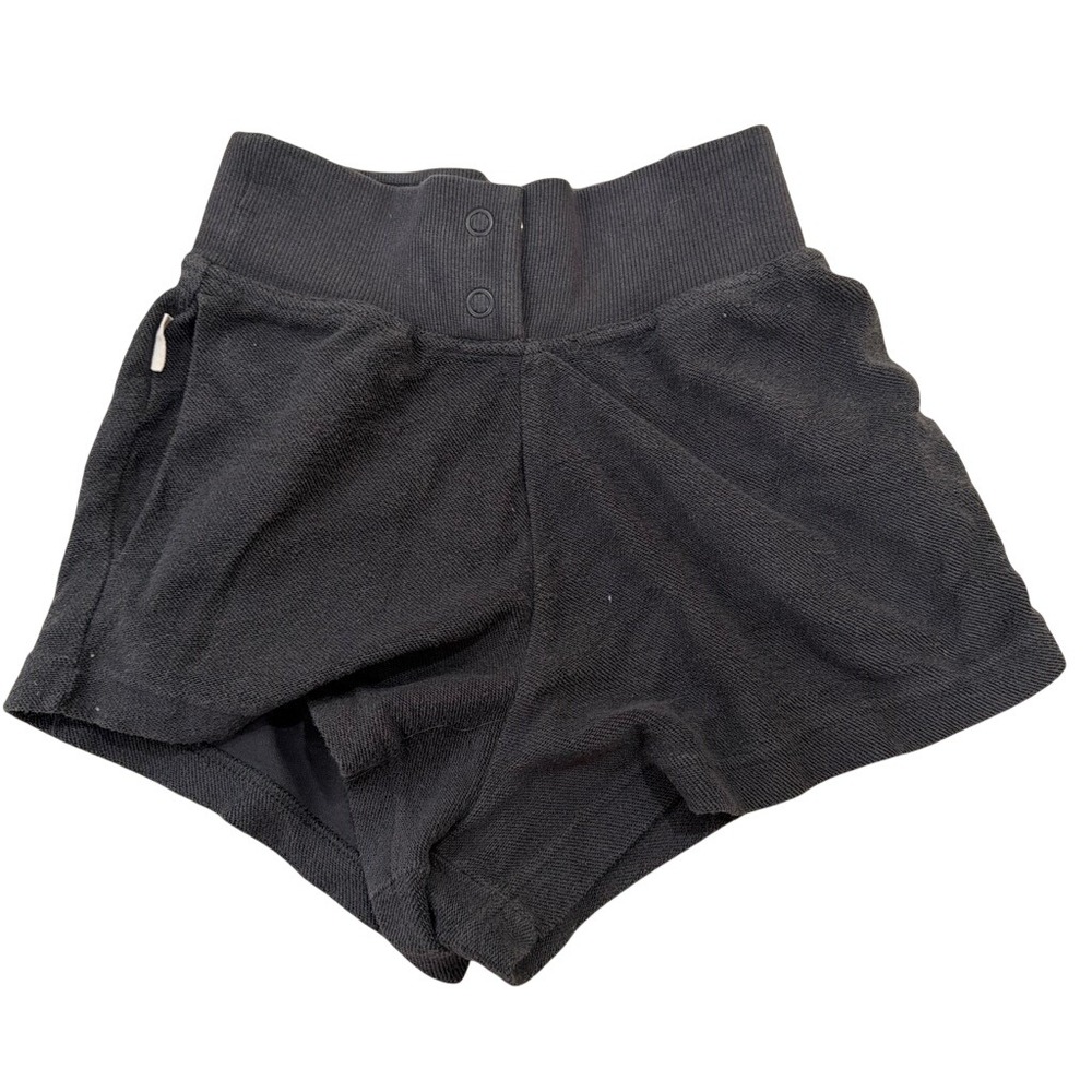 Nike Womens High Rise Grey French Terry Shorts Double Snap Button Waist XS